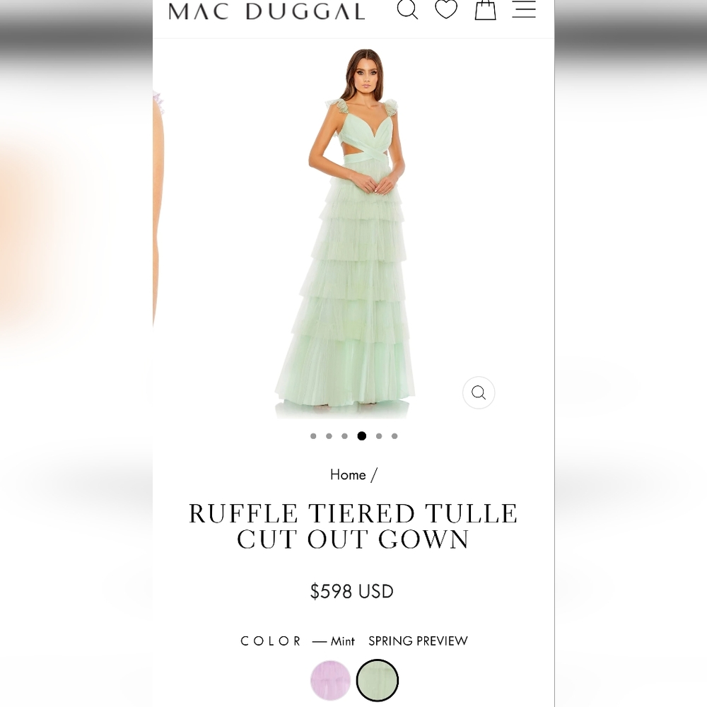 Mac Duggal Mint Ruffle Tiered Tulle Gown
